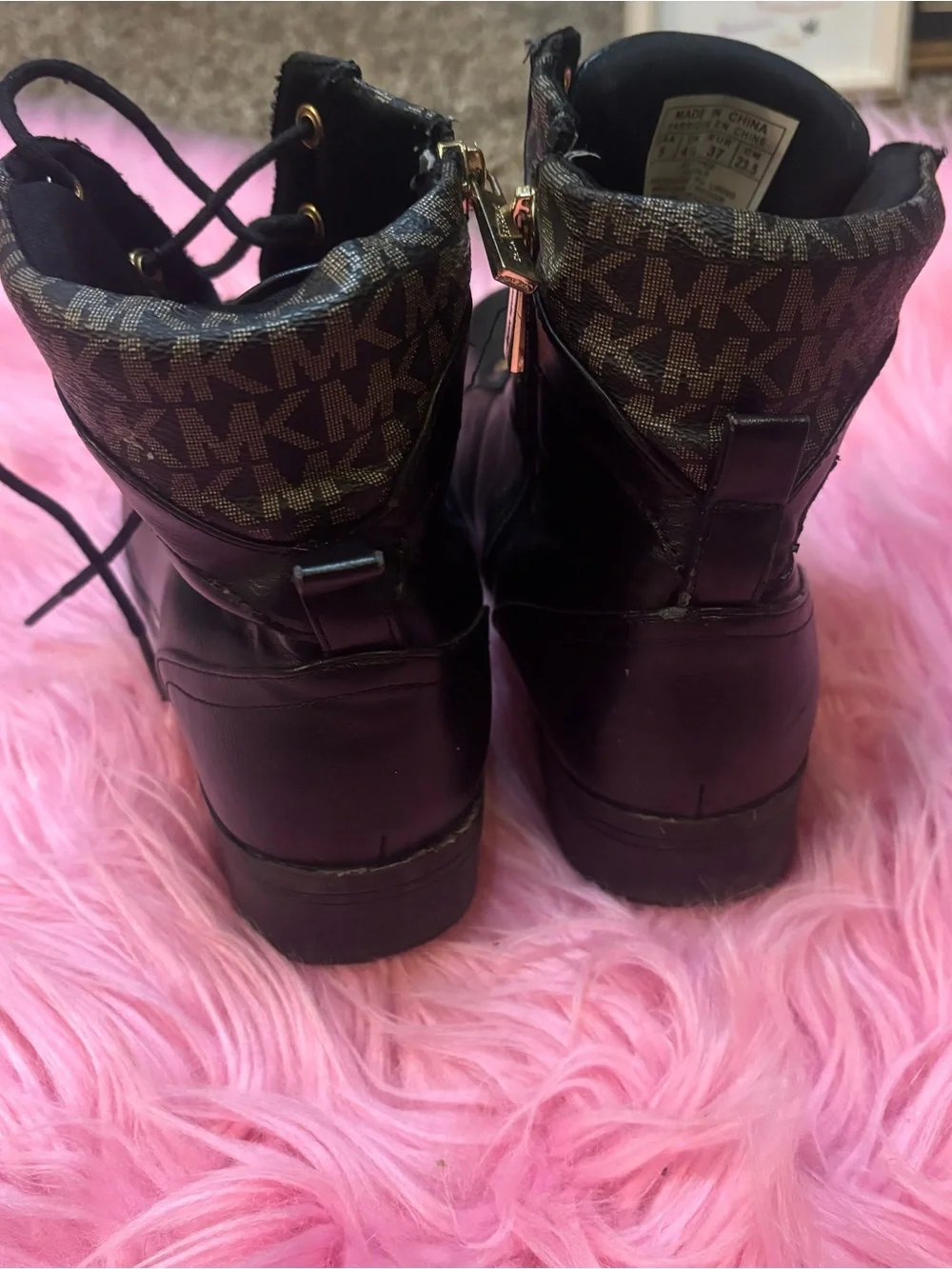 Michael Kors MK Logo Combat Ankle Boots Size 5